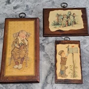 Vintage Wooden Wall Art Set